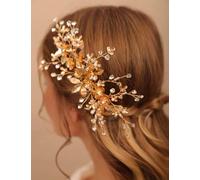 Pettine per capelli da sposa con strass di cristallo copricapo fatto a mano fiori e foglie pettine per capelli per sposa damigella d'onore accessori per capelli da sposa