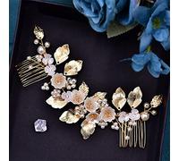 Pettine per Capelli da Sposa, da Donna, con Fiori, in Lega, a Forma di Foglia, per concorsi di Bellezza, da Sposa, Taira (HP315)