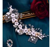Pettine per Capelli da Sposa, da Donna, Floreale, con forcina in Lega, con Foglia, per concorsi di Bellezza, da Sposa, Taira (HP337 S)