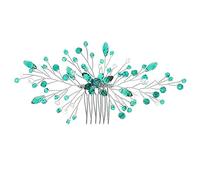 Pettine per capelli da sposa in verde tralcio per capelli color smeraldo verde malachite copricapo da sposa ballo di fine anno festival accessori per donne e ragazze (Argento)