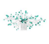 Pettine per capelli da sposa in verde, tralcio per capelli color smeraldo, verde malachite, copricapo da sposa, ballo di fine anno, festival, accessori per donne e ragazze (Argento)