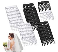 Pettine per capelli francese - Pettini laterali per capelli da donna | Pettini laterali per capelli Pettine per velo da 24 pezzi | da donna, pettini decorativi neri e trasparenti per lo styl