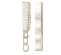 Pettine per capelli in alluminio, strumento professionale per lo styling a prova di calore, a denti fini, per parrucchieri, confezione 2 (Oro)