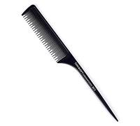 Pettine per capelli in carbonio antistatico, PC termico, ago in acciaio affusolato, manico ergonomico satinato, punte dei denti arrotondate, distanza ravvicinata, pettine multifunzione leggero