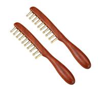 Pettine per capelli in legno con punte rotonde in ottone, A | Spazzola per massaggio del cuoio capelluto per la cura dei capelli dopo il lavaggio e il trasporto quotidiano