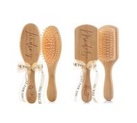 Pettine per capelli in legno personalizzato per damigella d'onore, con incisione personalizzata con fiori di nascita e nomi, spazzola per capelli per massaggio del cuoio capelluto, San Valentino