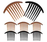 Pettine per Chioma in Acrilico 7 Denti, Inserto Laterale | Confezione da 10 Pezzi, Colore Nero e Caffè, Design Classico Semplice ed Elegante, per Uso Quotidiano