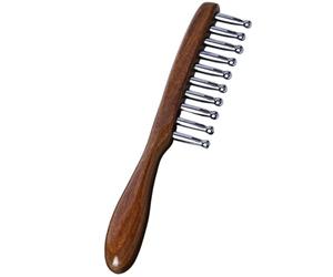 Pettine per cuoio capelluto, manico in legno antistatico Terahertz, spazzola per cuoio capelluto, per capelli bagnati, asciutti, lunghi, corti, nodi, crespa, rottura dei capelli, cura quotidiana di sé