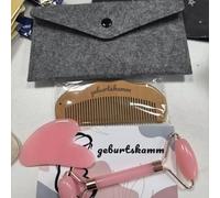 Pettine per la nascita e la pietra Gua Sha, rullo viso massaggiatore e pettine in legno, regalo donna gravidanza, regalo per donne incinte per mamma Pregnancy, postpartum Essentials (rosa)