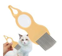 Pettine per la toelettatura per gatti, pettine per rimuovere i nodi di animali con lente d'ingrandimento, denti in metallo, strumento per la toelettatura per rimuovere i nodi, spazzola per la pulizia