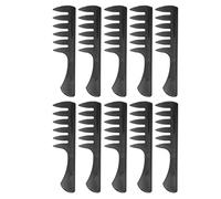 Pettine per lo styling Pettine per capelli professionale a denti larghi per uomo con manico ergonomico lungo Bordo arrotondato Materiale PS portatile leggero Set 10 pezzi 18,5 cm (Nero trasparente)