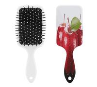 Pettine per massaggio alla frutta con mela rossa, per uomini e donne, spazzola per capelli lunghi, corti, sottili, ricci, dritti o ondulati, pettine con cuscino d'aria con manico, regalo per donne