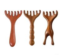 Pettine per massaggio alla testa in legno di sandalo dorato per stimolazione del cuoio capelluto e dragaggio dei meridiani, aromaterapia naturale, strumento a cinque artigli per alleviare la tensione