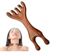 Pettine per massaggio dei meridiani a sei artigli, strumento massaggiante per terapia tattile, pettini per massaggio rilassante per tutto il corpo, strumento Gua Sha in legno naturale (A)