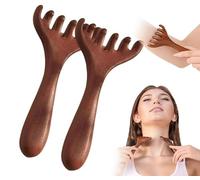 Pettine per massaggio dei meridiani a sei artigli, strumento massaggiante per terapia tattile, pettini per massaggio rilassante per tutto il corpo, strumento Gua Sha in legno naturale (B 2pcs)