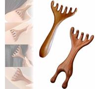 Pettine per massaggio del cuoio capelluto, 2 pezzi, massaggiatore per testa in legno, a sei artigli, meridiano, portatile, portatile, strumento di rilassamento manuale, grattaschia, sollievo dallo