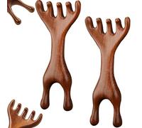 Pettine per massaggio in legno di sandalo dorato, dispositivo per massaggio degli occhi del cuoio capelluto Gua Sha, pettine in legno per massaggio della fronte per sollievo da cuoio capelluto, viso