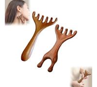 Pettine per massaggio meridiano a sei artigli, strumento per terapia degli agopunti in legno, pettine Gua Sha per massaggio del cuoio capelluto, viso, collo e spalle (C)