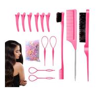 Pettine Per Styling, Spazzola Con Setole Per Acconciature All Indietro, Kit Portatile per Donne e Ragazze con Pettini Districanti per Intrecci e Volume a Casa e in Viaggio