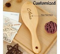 Pettine personalizzato, 1 pezzo Pettino Bamboo ad aria ovale mini, Spazzola per capelli a paillettes, Petretto Bambuo naturale con incisione di laser, Pezzo per districare i capelli, Adatto per donne,