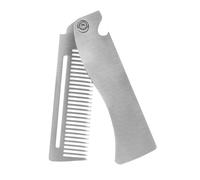 Pettine Pieghevole da Barba Uomo Acciaio Inox l Fine Denti | Argento, Tascabile e Portatile, Antistatico per Chioma Baffi e Cura Quotidiana