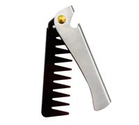 Pettine Pieghevole in Acciaio Inox per Uomo, Denti Stretti | Nero, Materiale in Acciaio Inox e Pc, Funzione Massaggio Cuoio Capelluto, per Padre e Marito