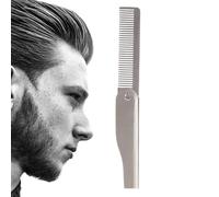 Pettine pieghevole in acciaio inox, spazzola per capelli tascabile, 20 x 3,2 x 0,5 cm, portatile, strumento per lo styling della barba e baffi, in acciaio inox