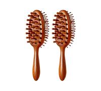 Pettine reversibile double-face per bambini, design in legno e punte rotonde, strumento portatile per la toelettatura dei capelli, pettine da massaggio su entrambi i lati