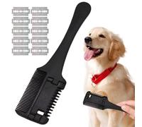Pettine rifinitore per toelettatura per animali domestici, pettine rasoio per cani gatti - Pettine per toelettatura cani e gatti 2 in 1 - Pettine per cani sicuro per la toelettatura degli animali port