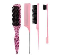 Pettine Slick Back Hair Brush For Sleek Ponytail Bun Smoothing Baby Hairs, Edge Control Backcombing Teasing(Pink suit)