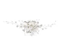 Pettine Sposa per Capelli Copricapo Da Sposa Fiore D'argento Perla Pettini Per Capelli Da Sposa Accessori Per Capelli Per Copricapo Da Sposa Decorazione Acconciatura Capelli(Gold)
