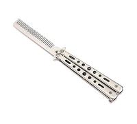 Pettine Taglierina in acciaio inossidabile Practice Farfalla Formazione Taglierina Pieghevole Cutter for Camping Outdoor Camping Strumento utensile Dorme Barbiere Pettine Capelli(White)