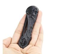 Pettine tascabile professionale da uomo, pettine da barba in lega di zinco, pettine per baffi, strumento pieghevole per tagliare la barba, pettine portatile stile teschio, ottimo regalo (nero)