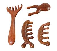 Pettini Da Massaggio In Legno Di Sandalo Da 4 Pezzi, Adatti Per Il Massaggio Del Cuoio Capelluto E La Raschiatura Dei Meridiani.