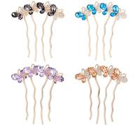 Pettini laterali per capelli con cristalli, da sposa, con strass, forcine per capelli da donna, con brillantini scintillanti, con denti lunghi, fermagli per capelli a farfalla, accessori per capelli
