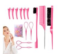 Pettini per acconciature da donna | Spazzola a pelo naturale, pettini di piccole dimensioni e spazzola districante per donne e ragazze, uso in salone e parrucchiere per treccia, volume e styling