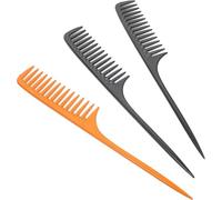 Pettini per capelli a denti larghi 3pcs per taglio e styling, pettini in plastica ispessita con coda appuntita per districarsi e sezionare, nero (2 pezzi) marrone adatto per pettine da barbiere riccio
