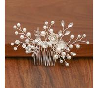 Pettini per capelli da donna con perle e strass, accessori per capelli, ornamenti per capelli, gioielli da sposa, argento10