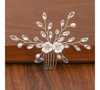 Pettini per capelli da donna con perle e strass, accessori per capelli, ornamenti per capelli, gioielli da sposa, argento11