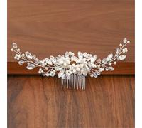 Pettini per capelli da donna con perle e strass, accessori per capelli, ornamenti per capelli, gioielli da sposa, argento14