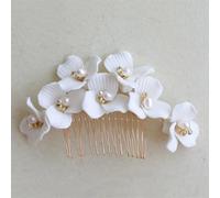 Pettini per capelli da donna in tinta unita con perle e fiori, diademi da sposa, accessori da sposa, stile 23