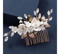 Pettini per capelli da donna in tinta unita con perle e fiori, diademi da sposa, accessori da sposa, stile 11