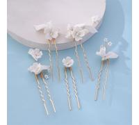 Pettini per capelli da donna in tinta unita con perle e fiori, diademi da sposa, accessori da sposa, stile 25