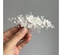 Pettini per capelli da donna in tinta unita con perle e fiori, diademi da sposa, accessori da sposa, stile 22