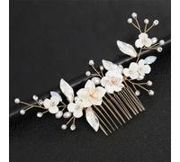 Pettini per capelli da donna in tinta unita con perle e fiori, diademi da sposa, accessori da sposa, stile 20