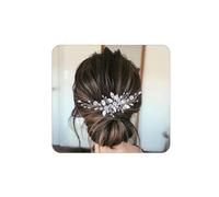 Pettini per capelli da sposa con fiore e perle, accessorio per capelli per donne e ragazze (d'argento)