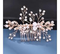 Pettini per capelli da sposa con strass e perle, accessori per capelli, ornamenti per capelli, gioielli dorati1
