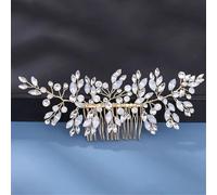 Pettini per capelli da sposa con strass e perle, accessori solidi per capelli, ornamenti per capelli, gioielli A