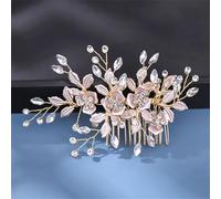 Pettini per capelli da sposa con strass e perle, accessori solidi per capelli, ornamenti per capelli, gioielli B
