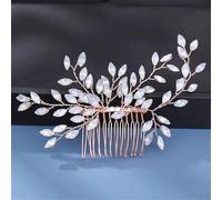 Pettini per capelli da sposa con strass e perle, accessori solidi per capelli, ornamenti per capelli, gioielli C